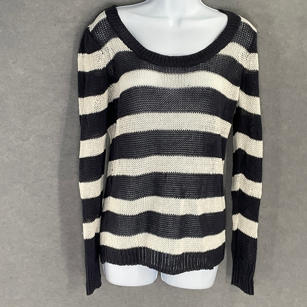 J. Crew Sweater Womens Sz XS Striped Linen‎ Navy White Boat Neck Nautical